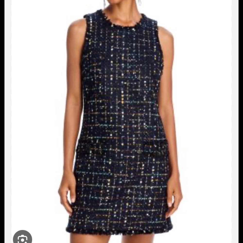 NWT.  L’AGENCE Florian Shift dress in midnight plaid Tweed Dress size XL